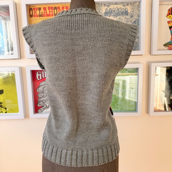 Vintage 80s Ski Scene Knit Sweater Vest - Picture 2 of 10